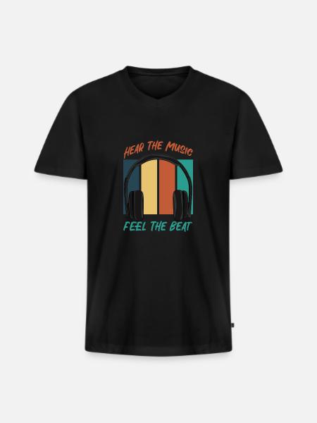 Hear The Music - Men's Premium Organic T-shirt with V-neck - black
