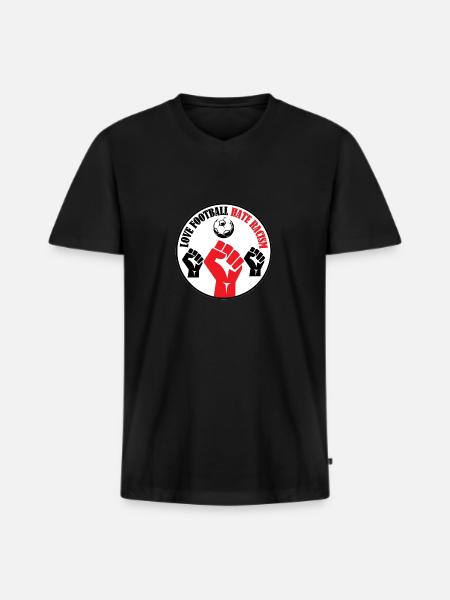 Love Football Hate Racism - Men's Premium Organic T-shirt with V-neck - black