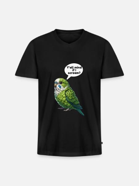 Perroquet Oiseau Perroquet vert - T-shirt encolure en V Premium bio Homme - noir
