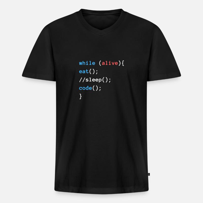 Eat Sleep Code | Programmierer Design - Männer Premium Bio T-Shirt mit V-Ausschnitt - Schwarz