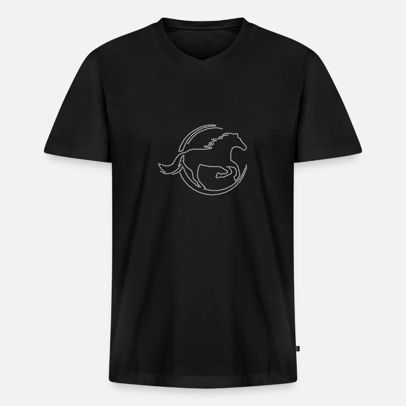 Pferd Strassstein - Männer Premium Bio T-Shirt mit V-Ausschnitt - Schwarz