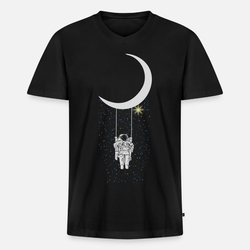 Astronaut - Männer Premium Bio T-Shirt mit V-Ausschnitt - Schwarz