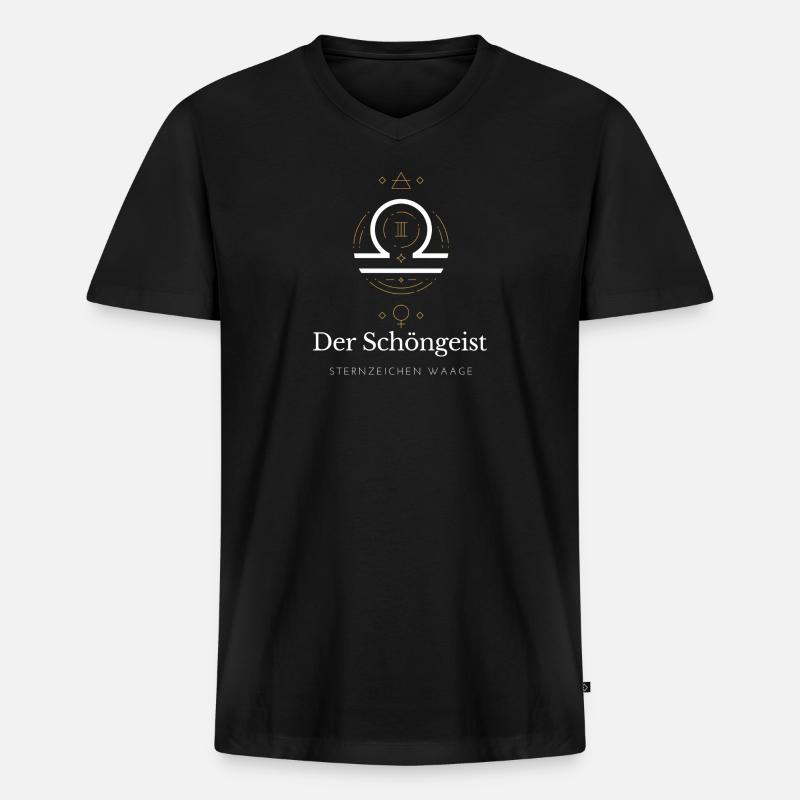 Der Schöngeist - Sternzeichen Waage - Männer Premium Bio T-Shirt mit V-Ausschnitt - Schwarz