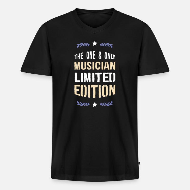 Der Eine Musiker Limited Edition - Männer Premium Bio T-Shirt mit V-Ausschnitt - Schwarz
