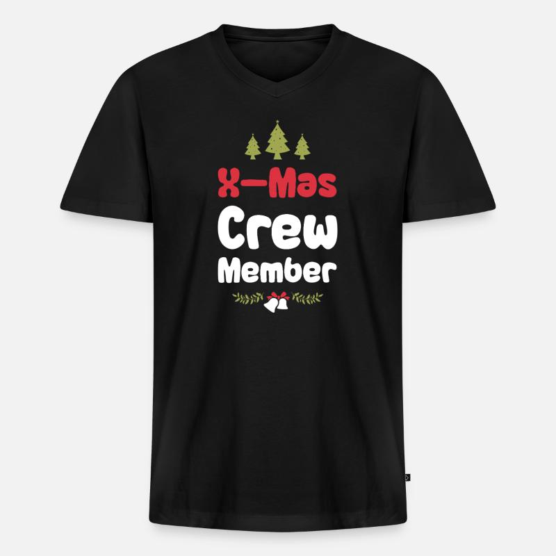 X-Mas Crew Mitglied - Männer Premium Bio T-Shirt mit V-Ausschnitt - Schwarz
