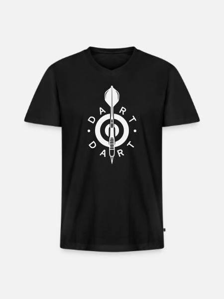 Dart-Logo mit Pfeil und Bullseye - Männer Premium Bio T-Shirt mit V-Ausschnitt - Schwarz