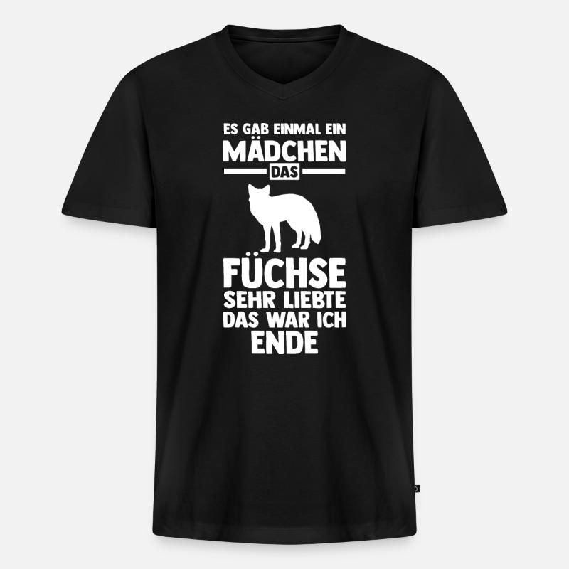 Fuchs - Männer Premium Bio T-Shirt mit V-Ausschnitt - Schwarz