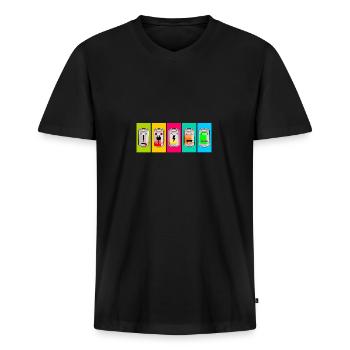 Batterien aufladen - Männer Premium Bio T-Shirt mit V-Ausschnitt - Schwarz - Vorne - Nico (187cm)