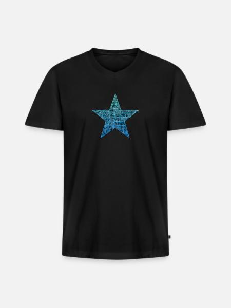 blue star, blauer Stern - Männer Premium Bio T-Shirt mit V-Ausschnitt - Schwarz
