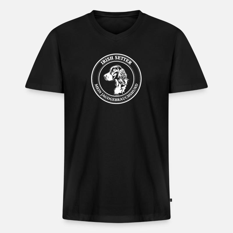 Irish Setter Jagdgebrauchshund Jagdhund Wilsigns - Männer Premium Bio T-Shirt mit V-Ausschnitt - Schwarz
