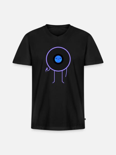 Pop Vinyl Disk Musik - Männer Premium Bio T-Shirt mit V-Ausschnitt - Schwarz