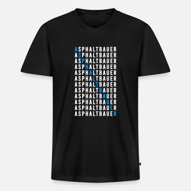 Asphaltbauer - Männer Premium Bio T-Shirt mit V-Ausschnitt - Schwarz