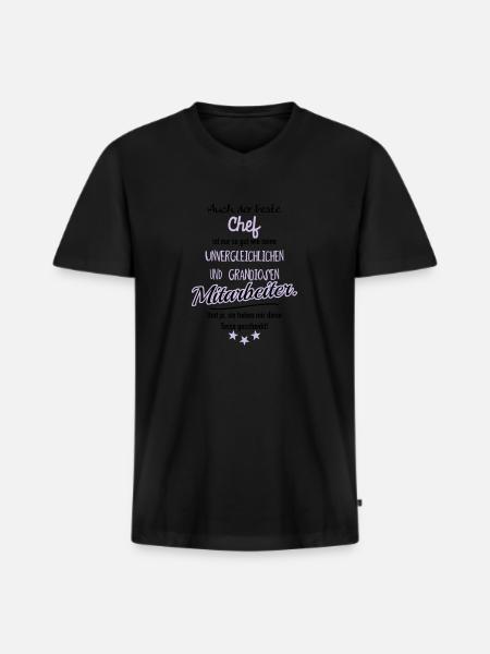 bester Chef grandiose Mitarbeiter - Männer Premium Bio T-Shirt mit V-Ausschnitt - Schwarz