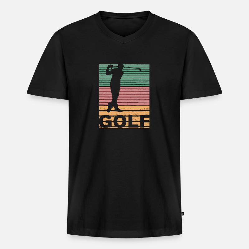 Golf Golfer Golfplatz Geschenk - Männer Premium Bio T-Shirt mit V-Ausschnitt - Schwarz