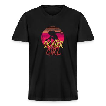 Skater Girl - Men's Premium Organic T-shirt with V-neck - black - Front - Nico (187cm)