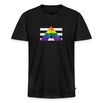 LGBT Straight Gay Ally Pride Flag For Hetero - Männer Premium Bio T-Shirt mit V-Ausschnitt - Schwarz - Vorne - Nico (187cm)