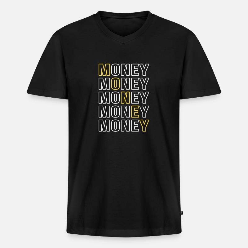 Geld - Männer Premium Bio T-Shirt mit V-Ausschnitt - Schwarz
