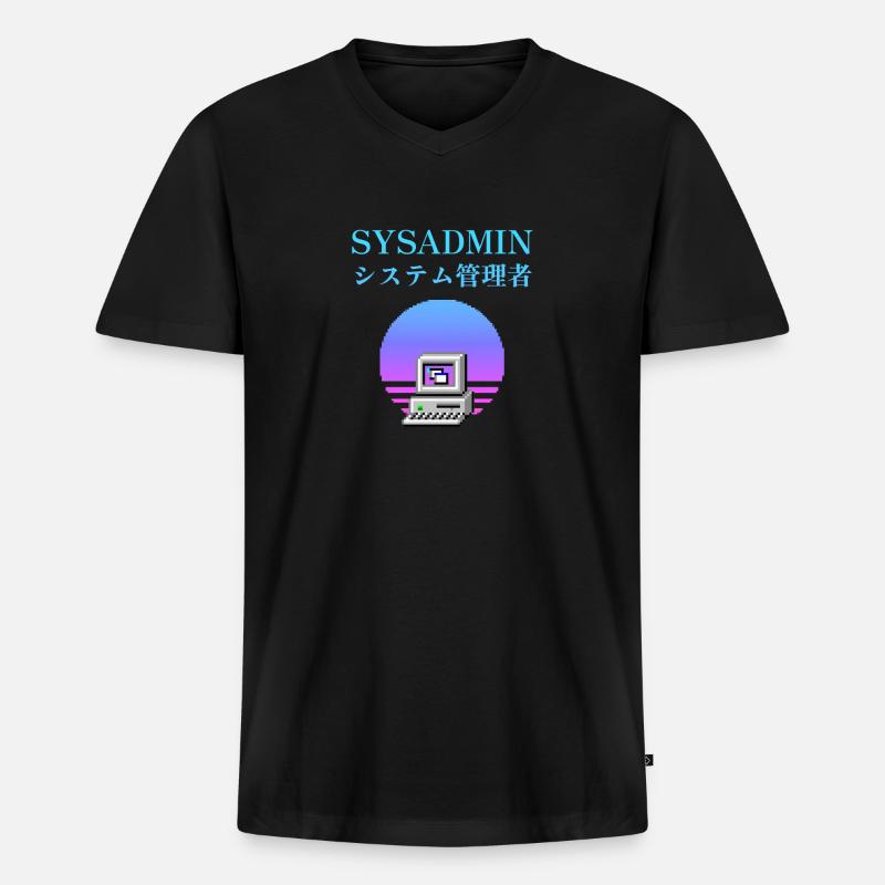 Sysadmin-| システム管理者 | Dampfwelle - Männer Premium Bio T-Shirt mit V-Ausschnitt - Schwarz