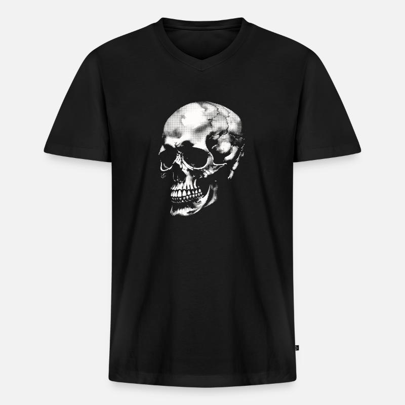 Skull - Männer Premium Bio T-Shirt mit V-Ausschnitt - Schwarz