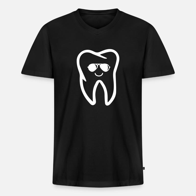 Zahn Sonnenbrille - Männer Premium Bio T-Shirt mit V-Ausschnitt - Schwarz