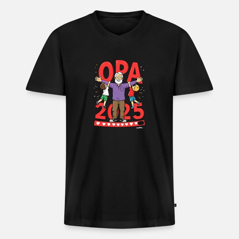 Opa 2019 - 2015 Loading - Männer Premium Bio T-Shirt mit V-Ausschnitt - Schwarz