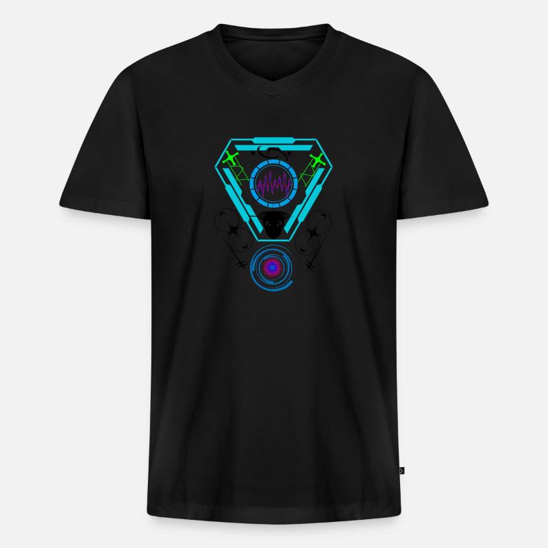 Techno Rave - Männer Premium Bio T-Shirt mit V-Ausschnitt - Schwarz