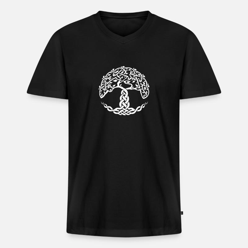 Keltische Symbole Lebensbaum - Geschenkidee - Männer Premium Bio T-Shirt mit V-Ausschnitt - Schwarz