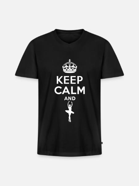 Keep Calm - Ballett - Men's Premium Organic T-shirt with V-neck - black