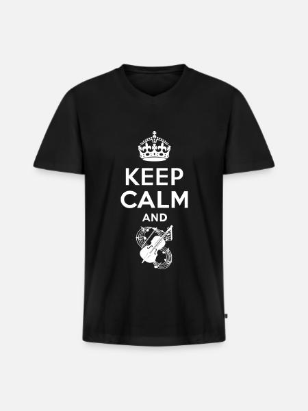 Keep Calm - Geige - Men's Premium Organic T-shirt with V-neck - black