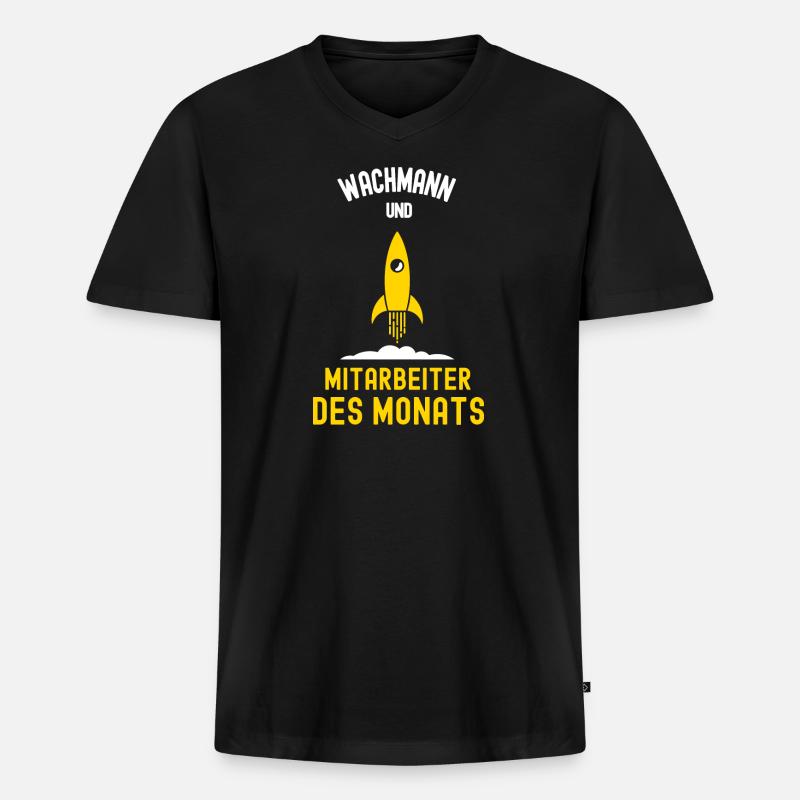 Wachmann Mitarbeiter des Monats Sicherheitsdienst - Männer Premium Bio T-Shirt mit V-Ausschnitt - Schwarz
