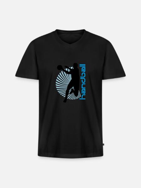 Spirale Handballer - Männer Premium Bio T-Shirt mit V-Ausschnitt - Schwarz