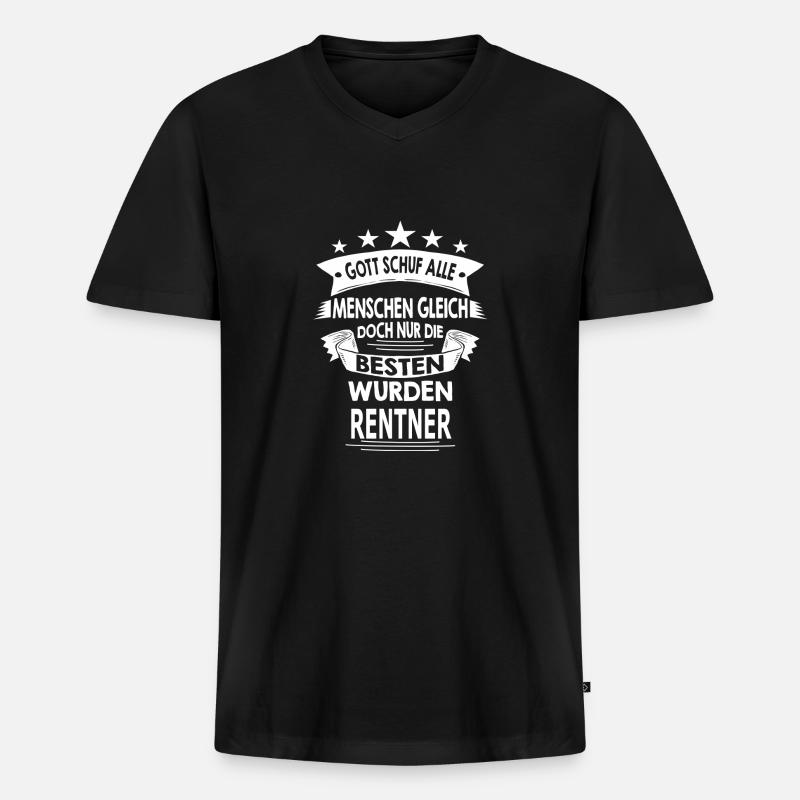 RENTNER - Männer Premium Bio T-Shirt mit V-Ausschnitt - Schwarz