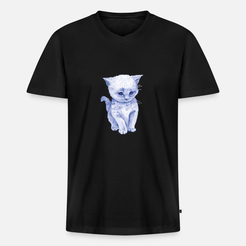 Schmuse Katze - Männer Premium Bio T-Shirt mit V-Ausschnitt - Schwarz