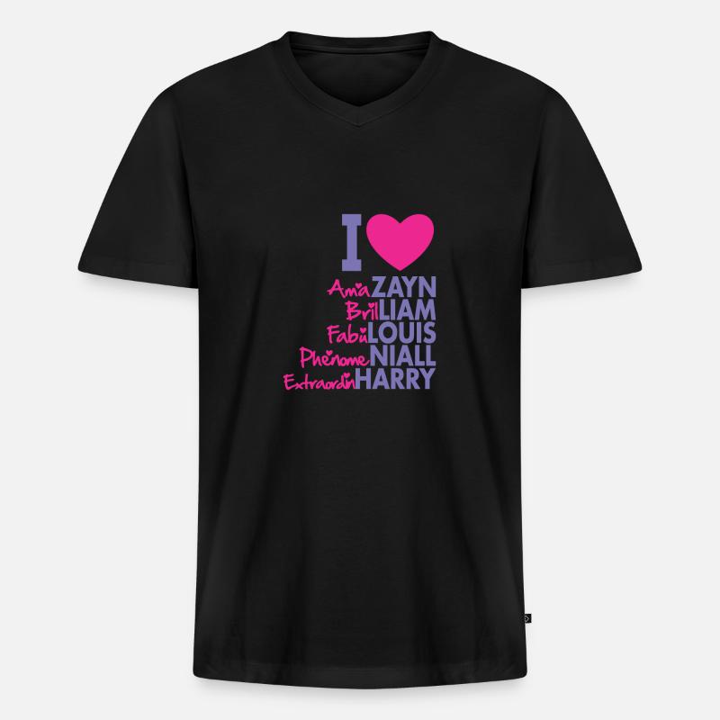 I Heart 1D - Männer Premium Bio T-Shirt mit V-Ausschnitt - Schwarz