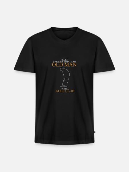 Never underestimate an old man GOLF CLUB.png - Men's Premium Organic T-shirt with V-neck - black