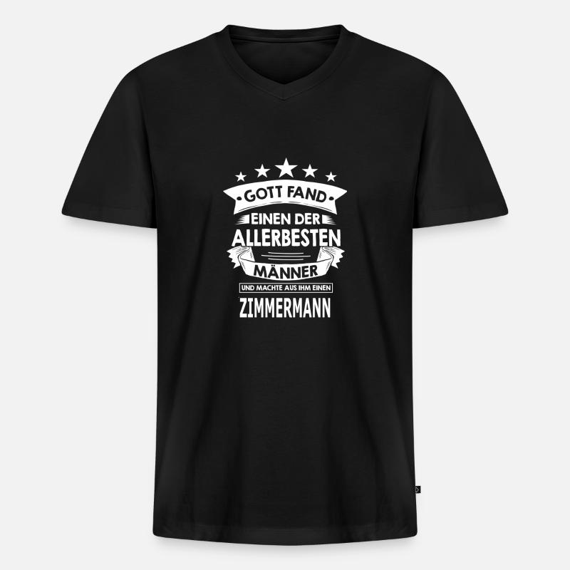 zimmermann - Männer Premium Bio T-Shirt mit V-Ausschnitt - Schwarz