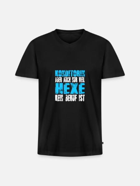 Konditorin statt Hexe - Männer Premium Bio T-Shirt mit V-Ausschnitt - Schwarz