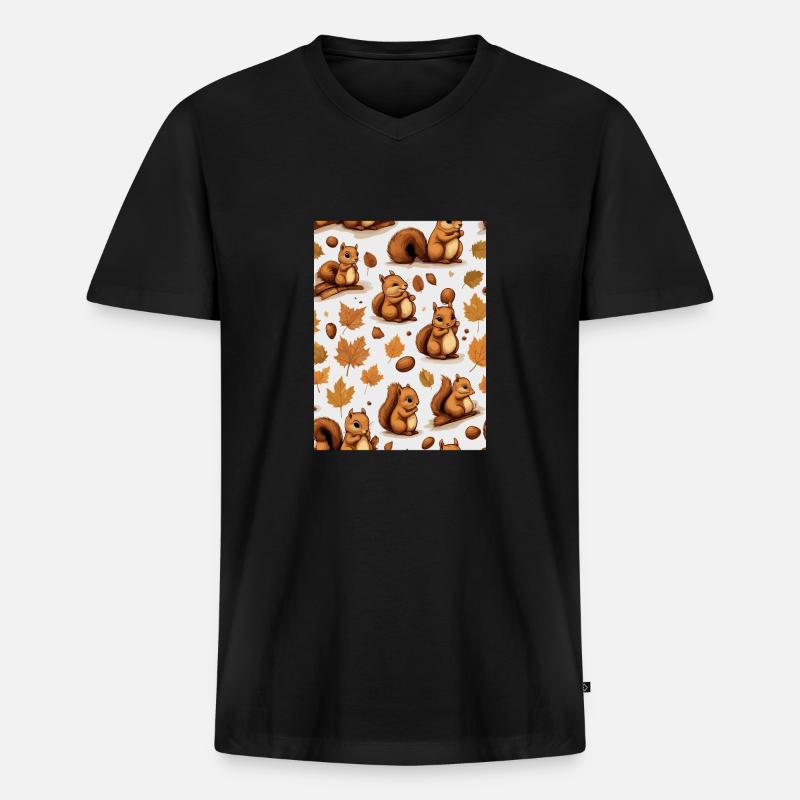 Süße Eichhörnchen - Männer Premium Bio T-Shirt mit V-Ausschnitt - Schwarz