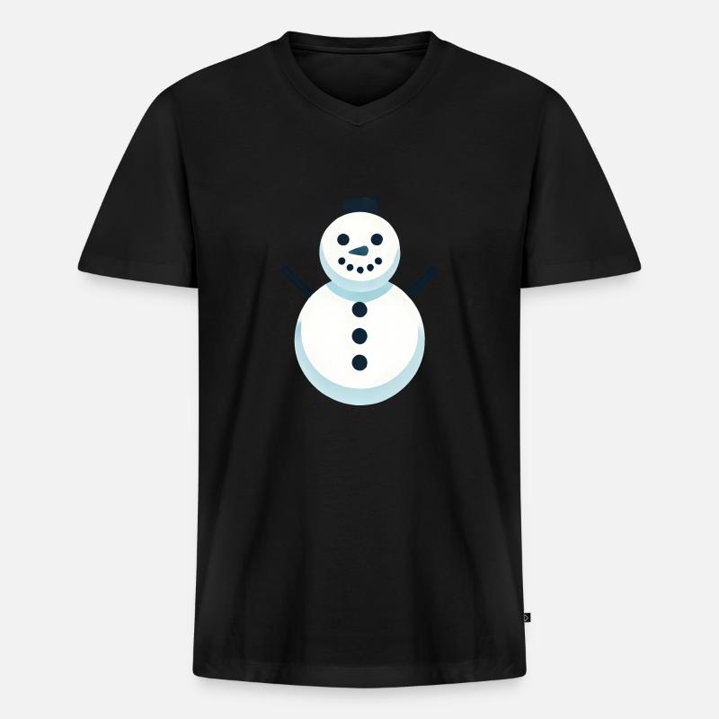 Schneemann - Männer Premium Bio T-Shirt mit V-Ausschnitt - Schwarz