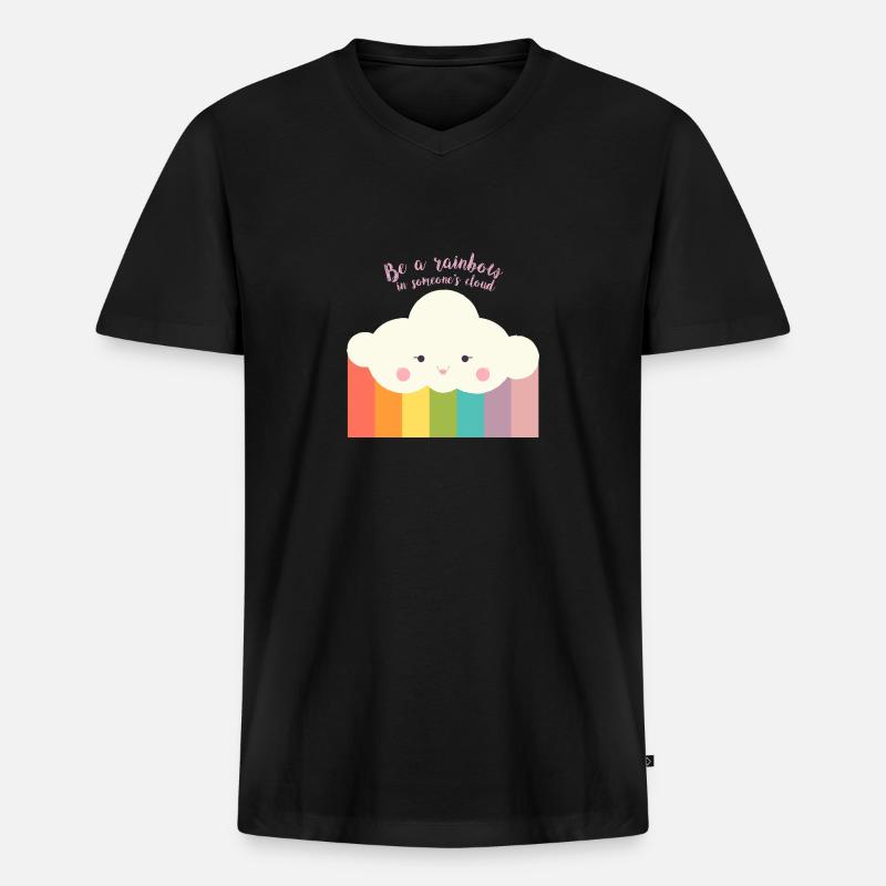 Be a Rainbow - Männer Premium Bio T-Shirt mit V-Ausschnitt - Schwarz