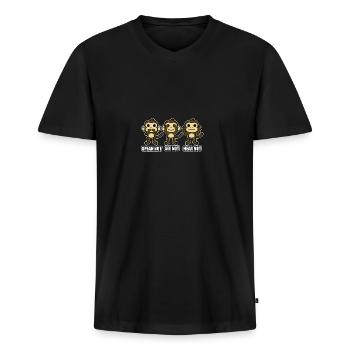 Drei Affen nicht sprechen sehen hören Emoji - Männer Premium Bio T-Shirt mit V-Ausschnitt - Schwarz - Vorne - Nico (187cm)