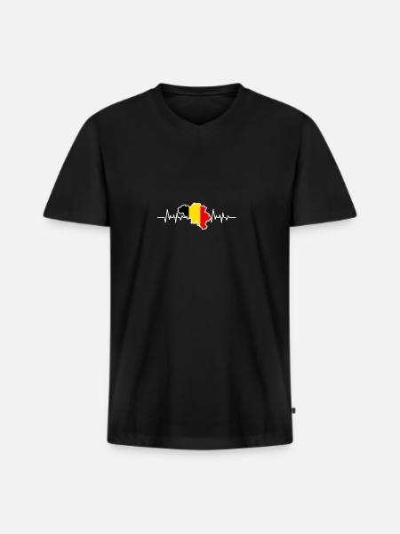 Belgique - T-shirt encolure en V Premium bio Homme - noir
