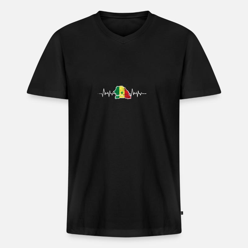 Senegal Flagge - Männer Premium Bio T-Shirt mit V-Ausschnitt - Schwarz