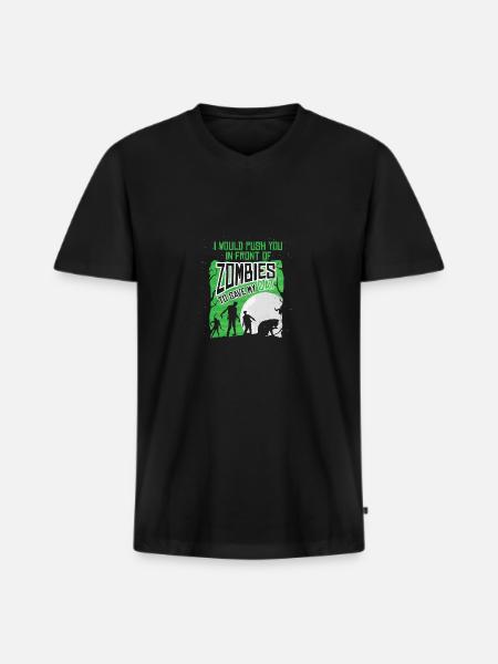 Cat rescue from zombies - Men's Premium Organic T-shirt with V-neck - black