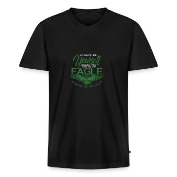 aigle vintage oiseau liberté tête d’aigle cadeau - T-shirt encolure en V Premium bio Homme - noir - Devant - Nico (187cm)