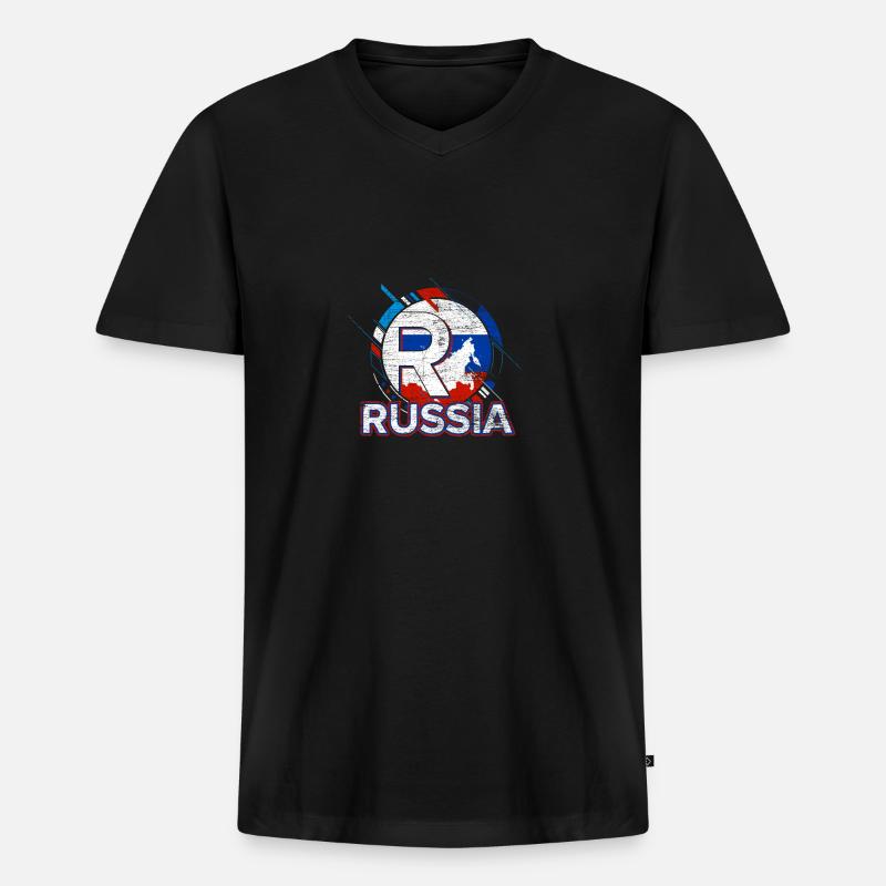 Russland - Männer Premium Bio T-Shirt mit V-Ausschnitt - Schwarz