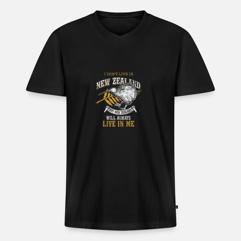 Neuseeland - Männer Premium Bio T-Shirt mit V-Ausschnitt - Schwarz