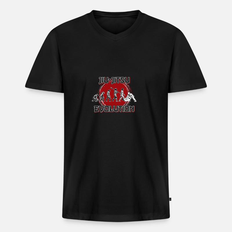 Jiu Jitsu Evolution - Männer Premium Bio T-Shirt mit V-Ausschnitt - Schwarz