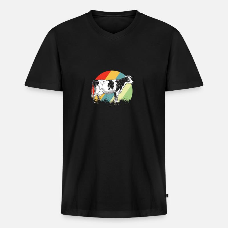 Kuh - Männer Premium Bio T-Shirt mit V-Ausschnitt - Schwarz