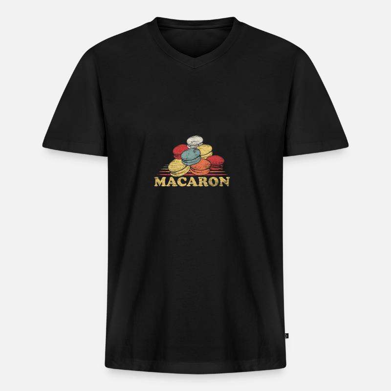 Macaron - Männer Premium Bio T-Shirt mit V-Ausschnitt - Schwarz